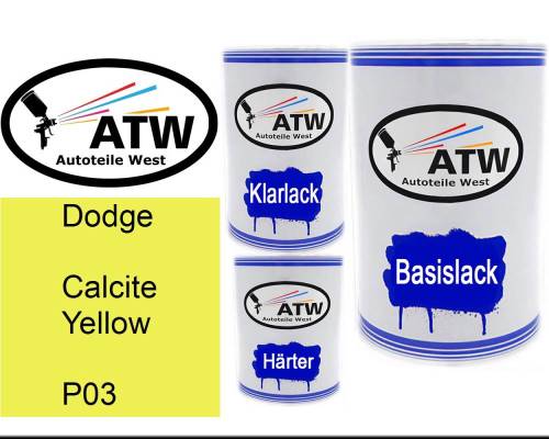 Dodge, Calcite Yellow, P03: 500ml Lackdose + 500ml Klarlack + 250ml Härter - Set, von ATW Autoteile West.